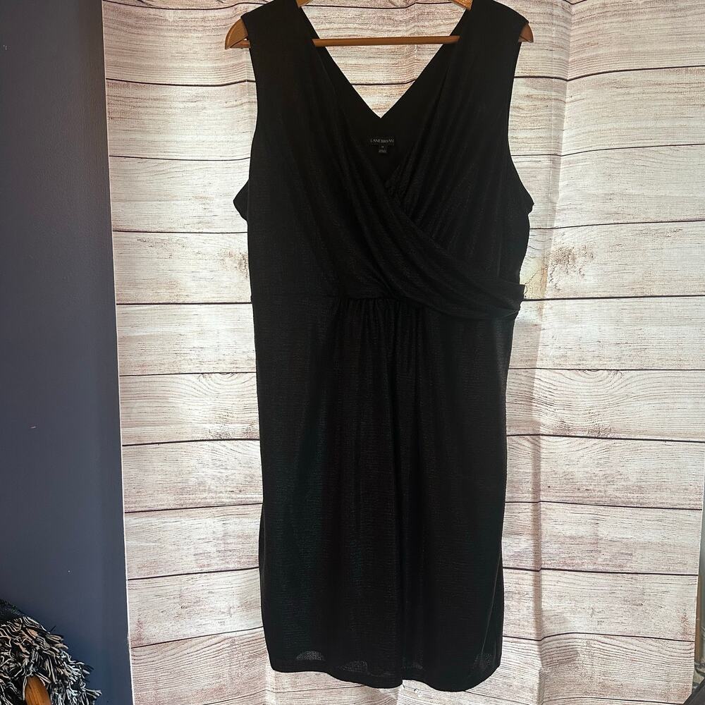 Lane Bryant dress black sleeveless fit and flare lined v neck Size 24